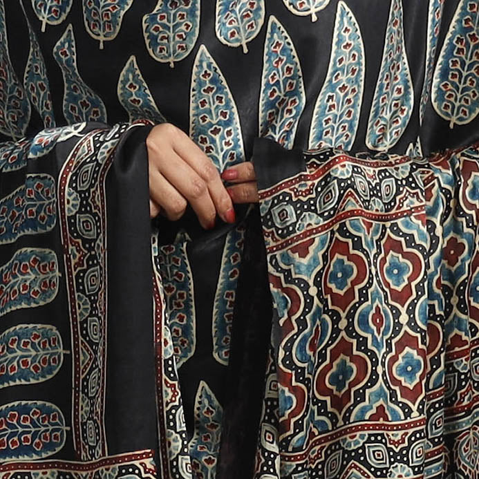 Modal Silk Block Print Ajrakh Dupatta