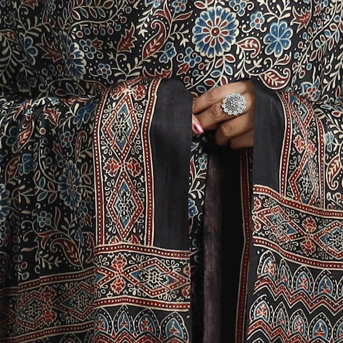 Black - modal silk dupatta 81 - handcrafted