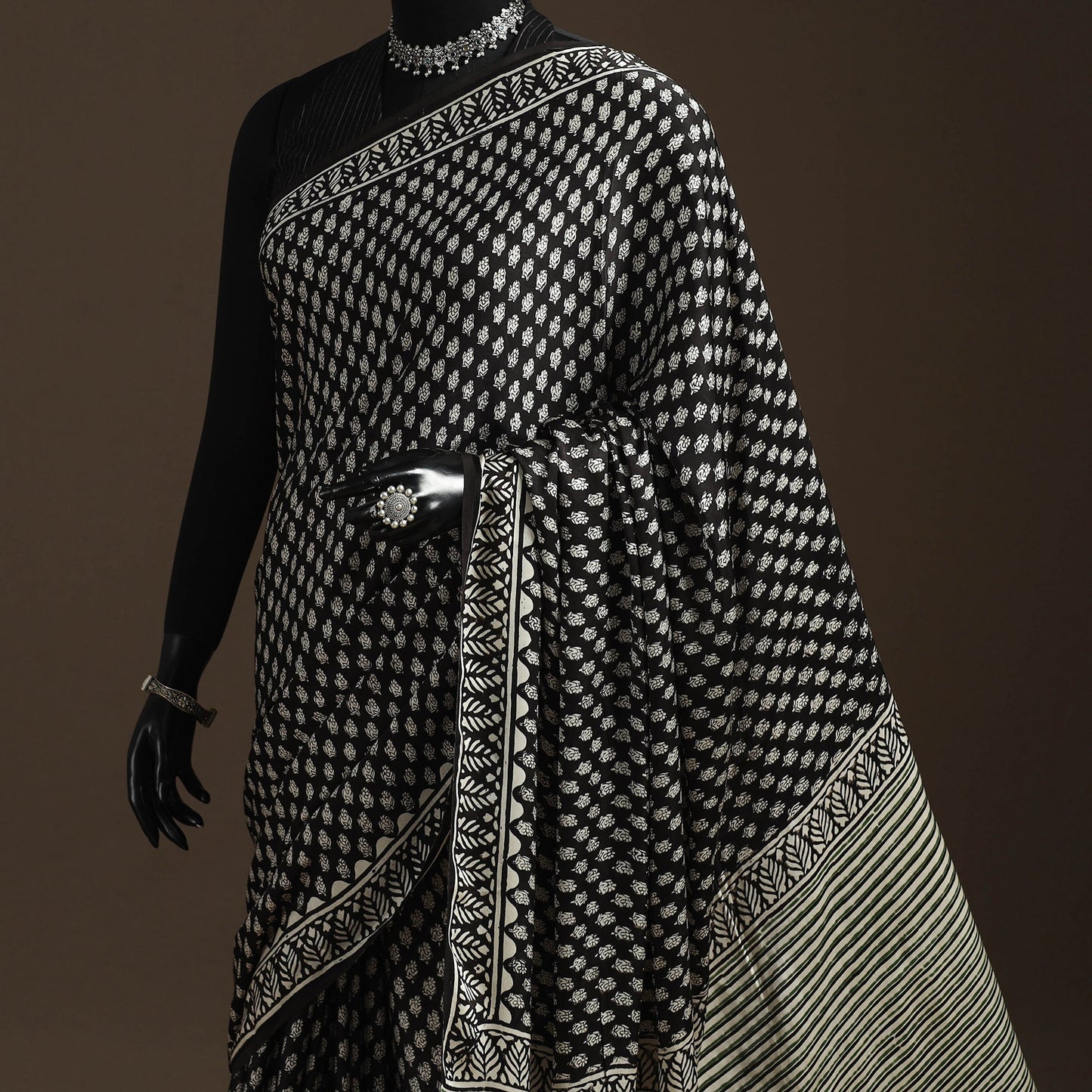 Modal silk hand bagru saree 30 - handcrafted