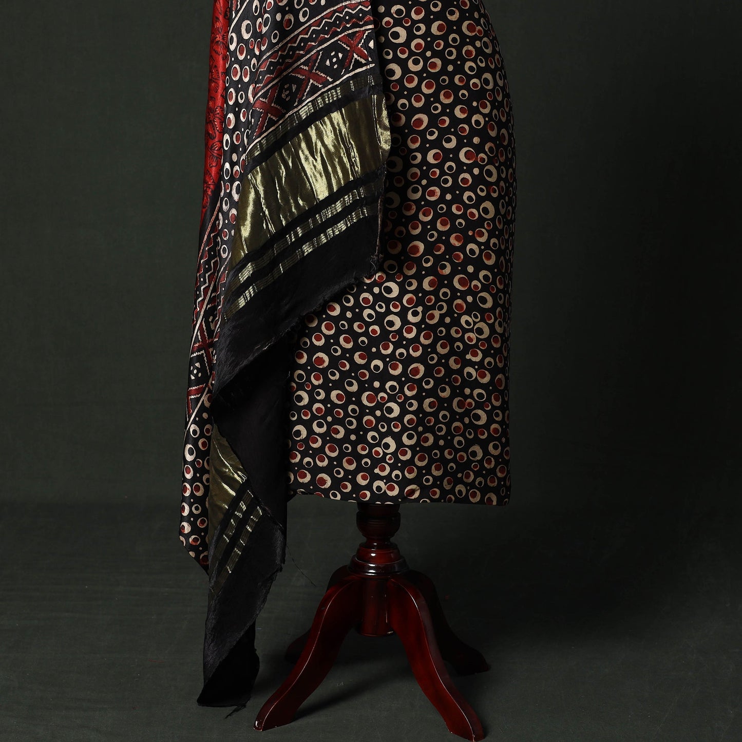 Modal silk hand block bagru print 2pc unstitched dress