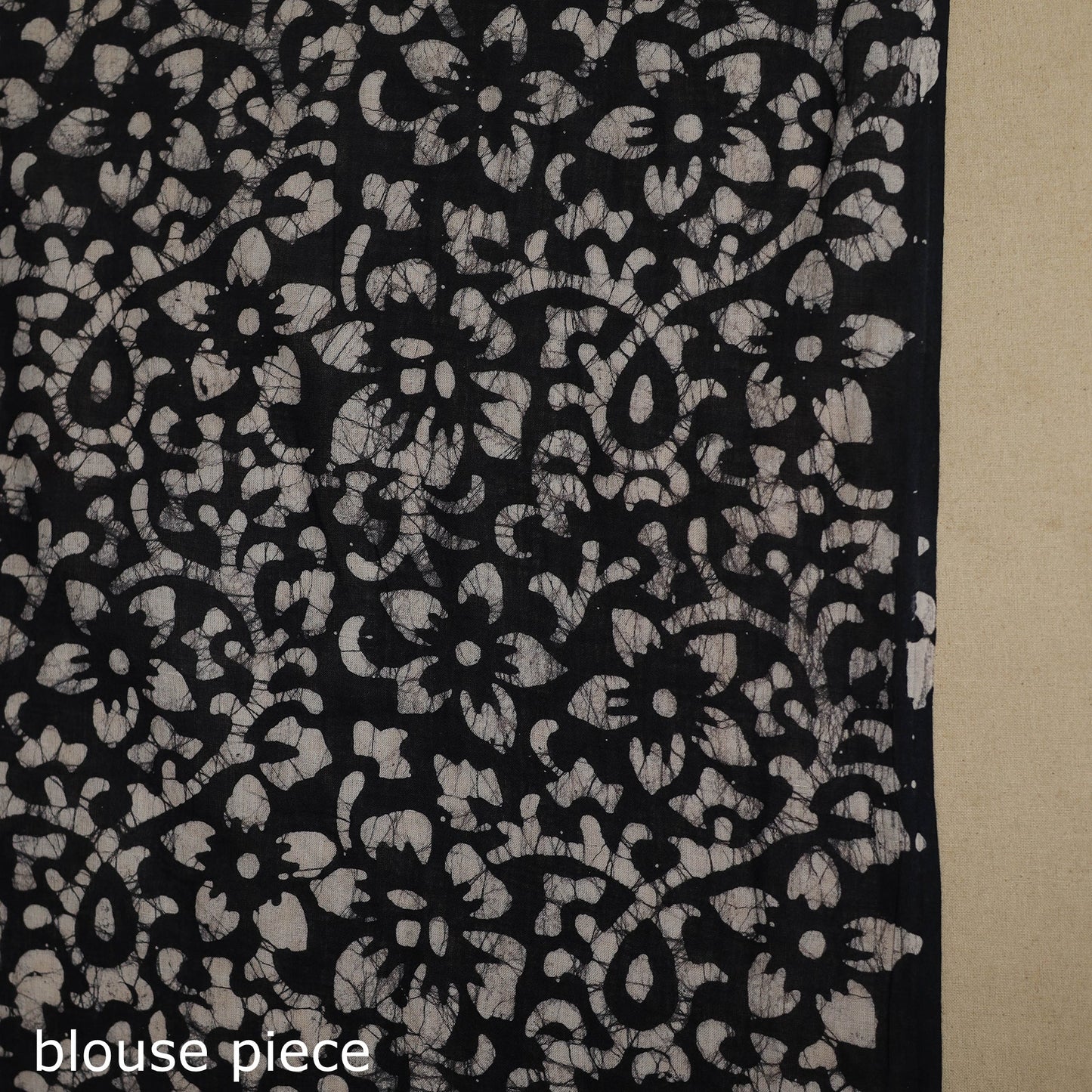 Black - blue - mul cotton hand batik saree 45 - handcrafted