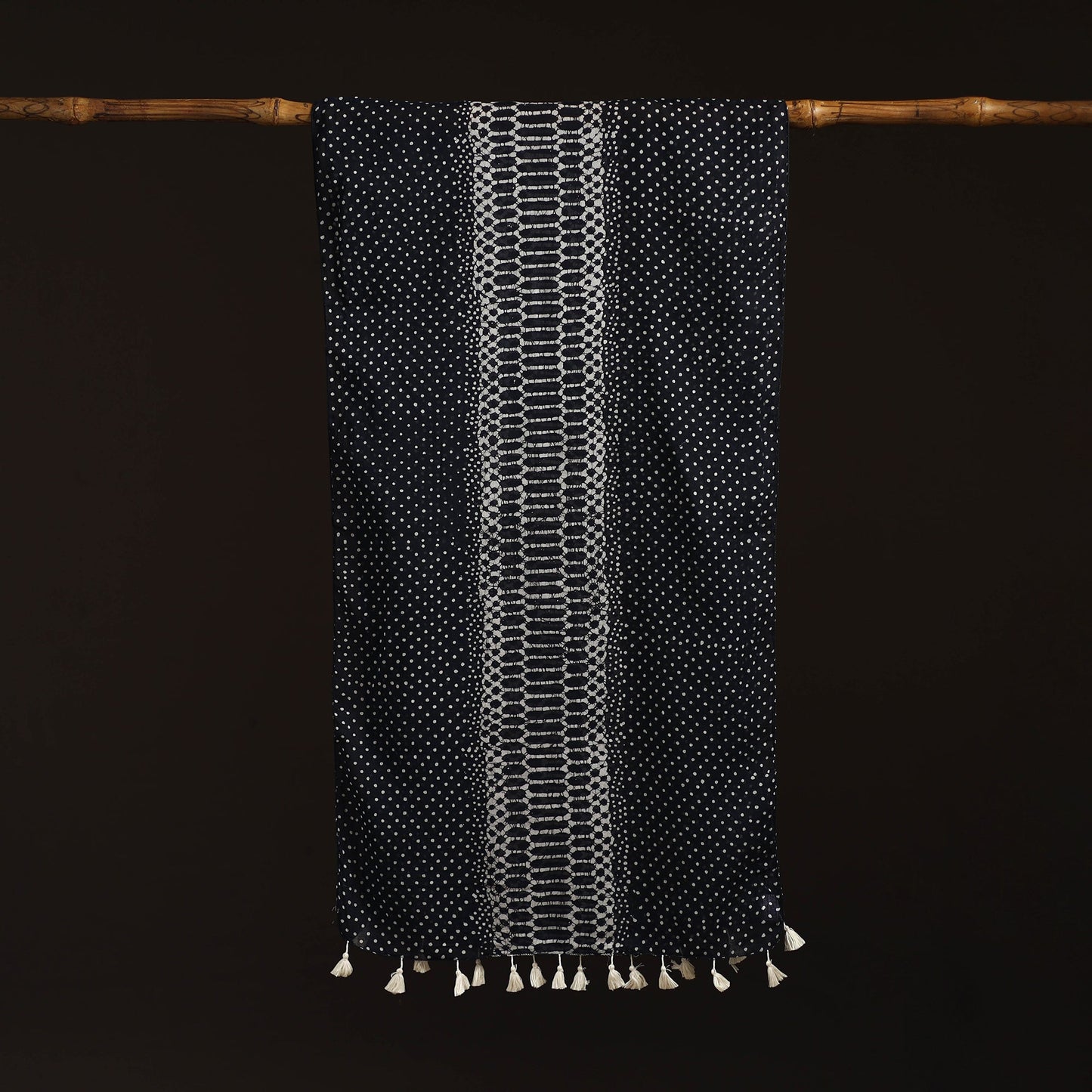 Mul cotton kutch hand batik stole with tassels 10