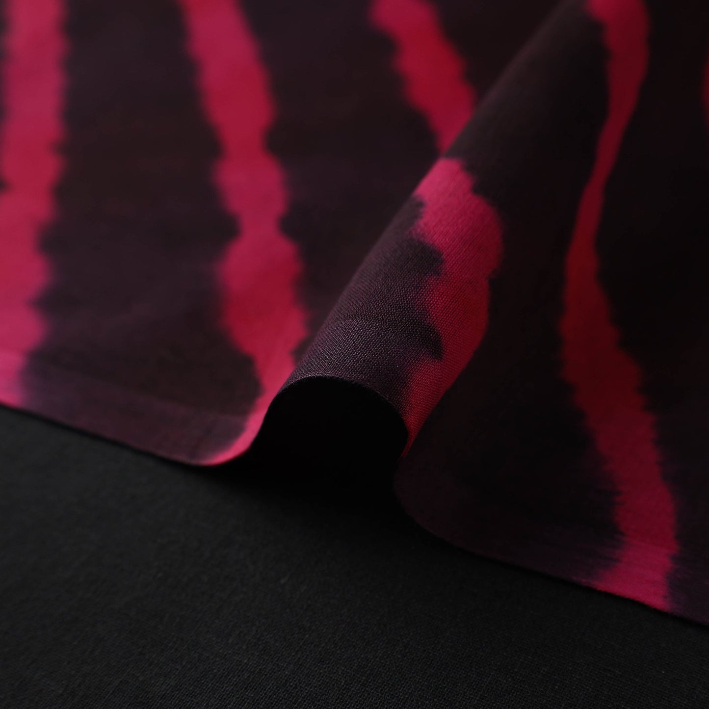 Black - multicolour leheriya tie-dye chanderi silk fabric