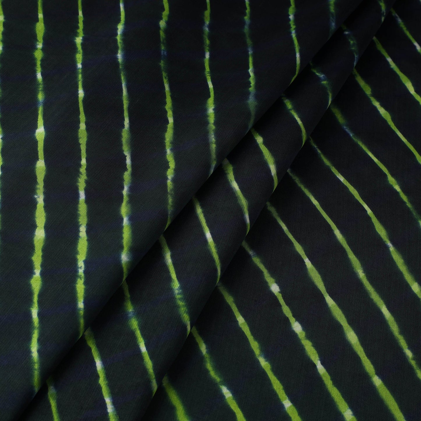 Black Leheriya Tie-Dye Chanderi Silk Fabric