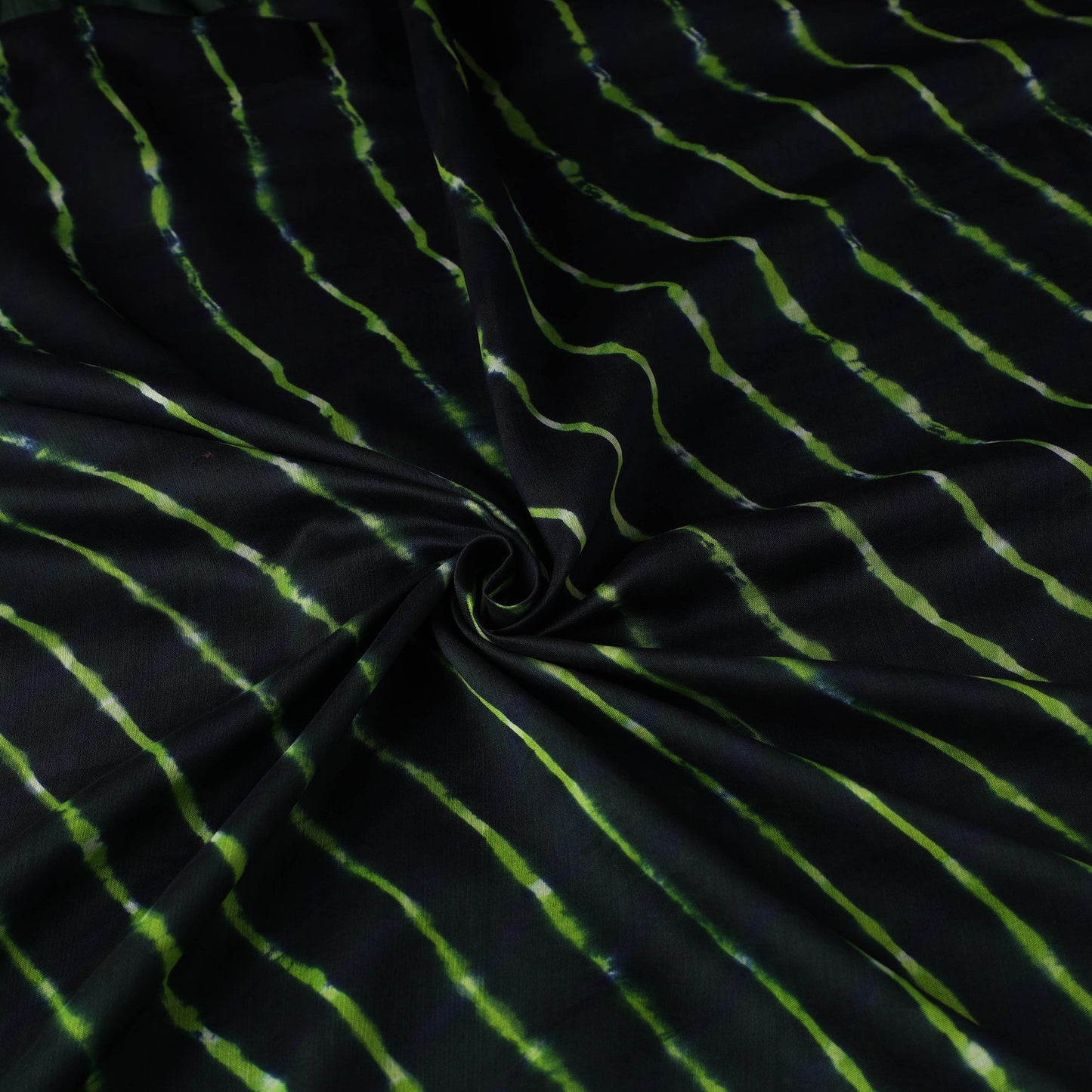 Black Leheriya Tie-Dye Chanderi Silk Fabric