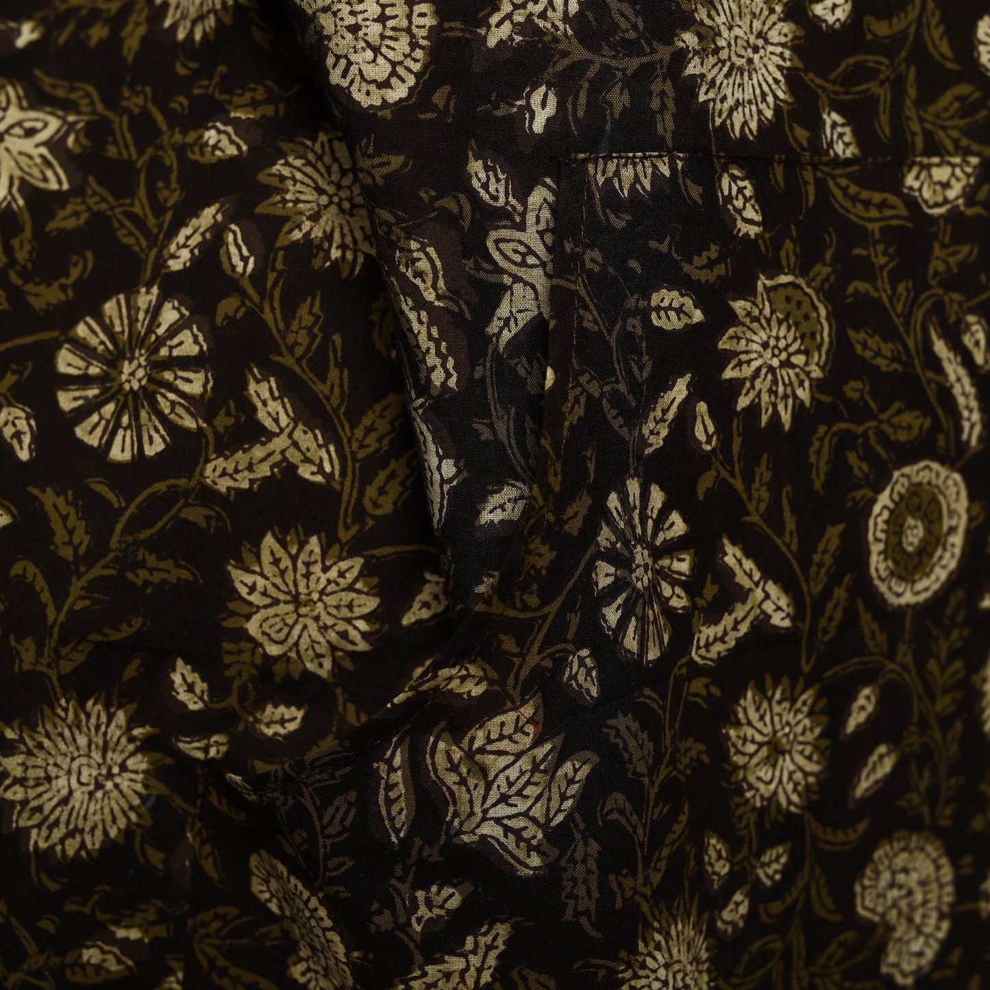 Black Bagru Block Print Cotton Apron with Pocket