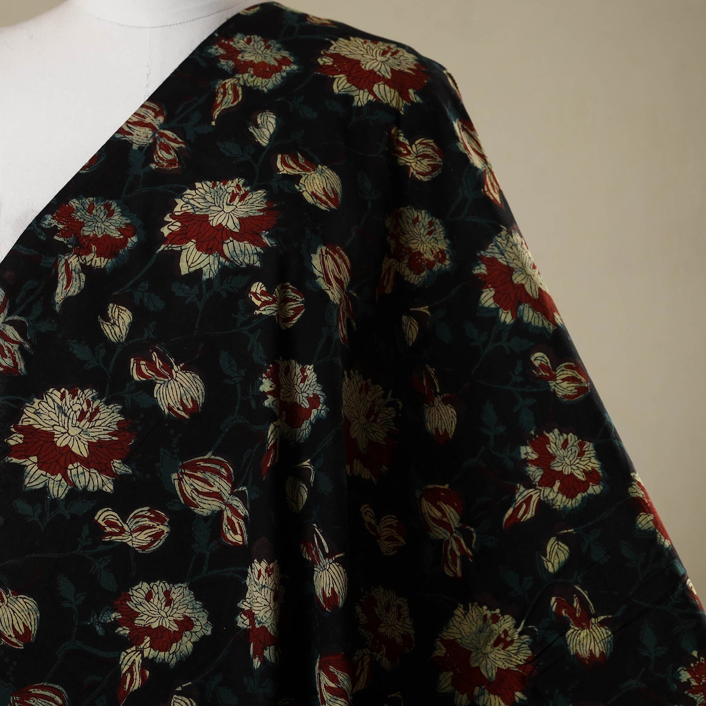Black - natural dyed bagru dabu fabric 32 - handcrafted