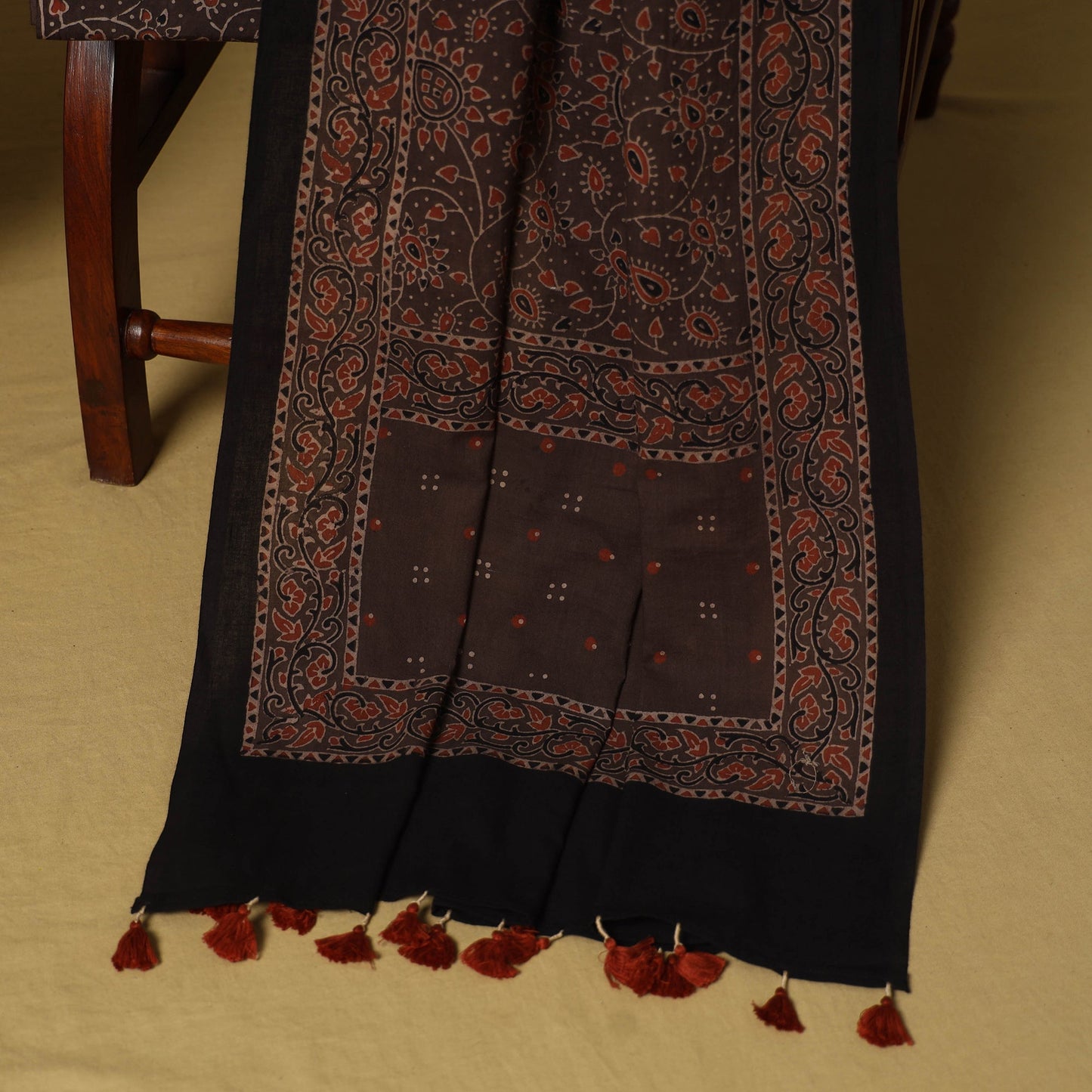 Black - natural dyed 3pc unstitched dress material 05