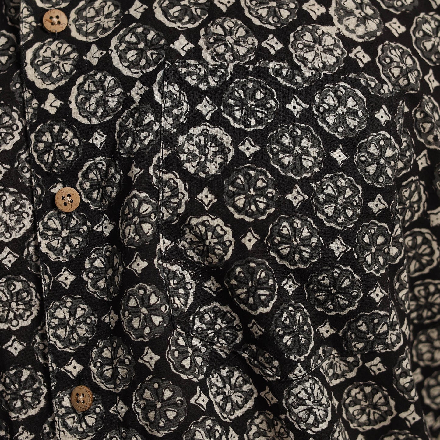 Black - natural dyed cotton men half sleeve bagru shirt 04