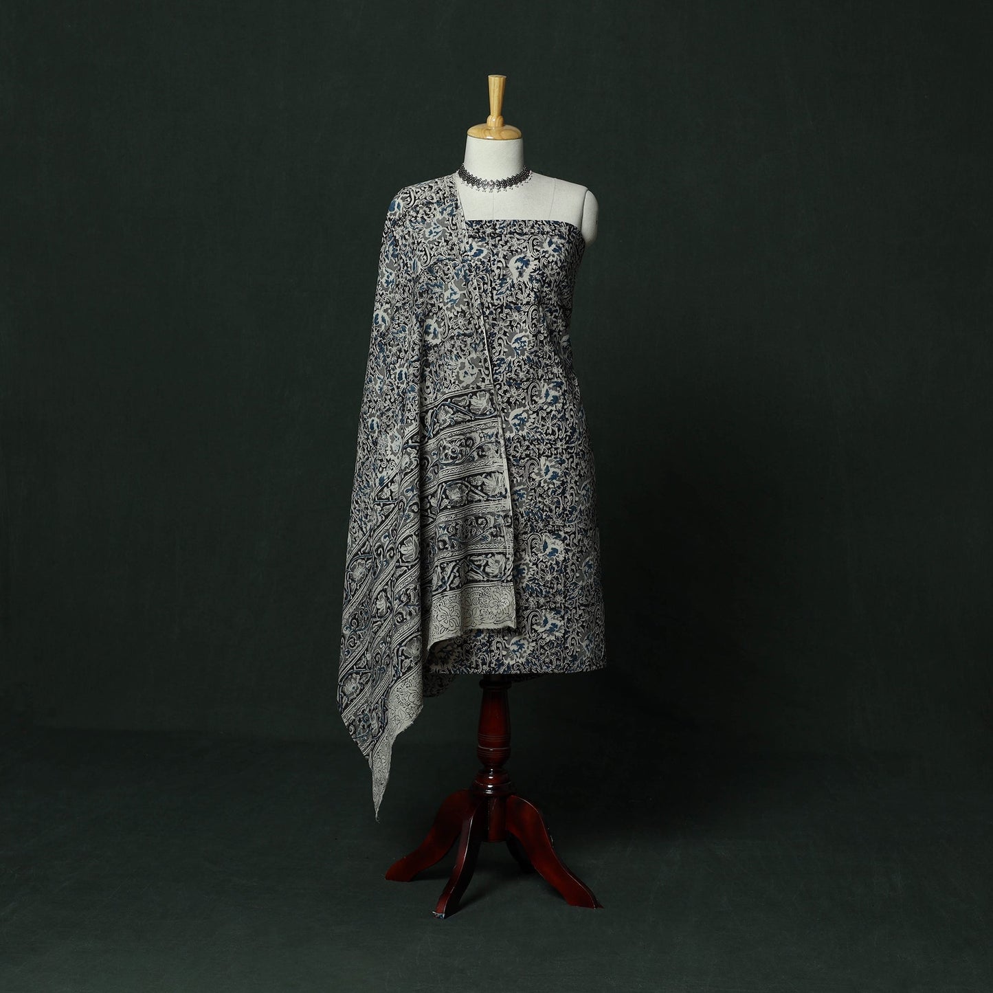 Natural dyed block print cotton pedana kalamkari 2pc