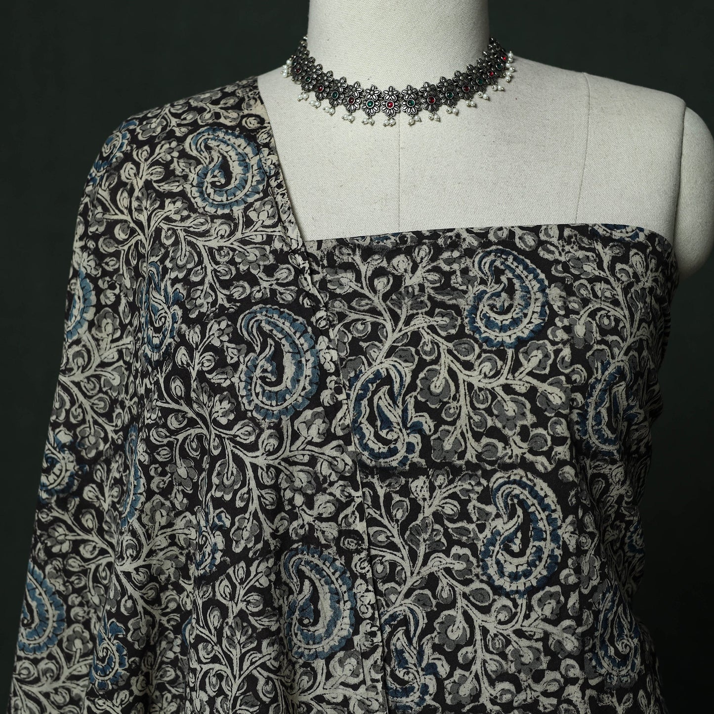 Natural dyed block print cotton pedana kalamkari 2pc