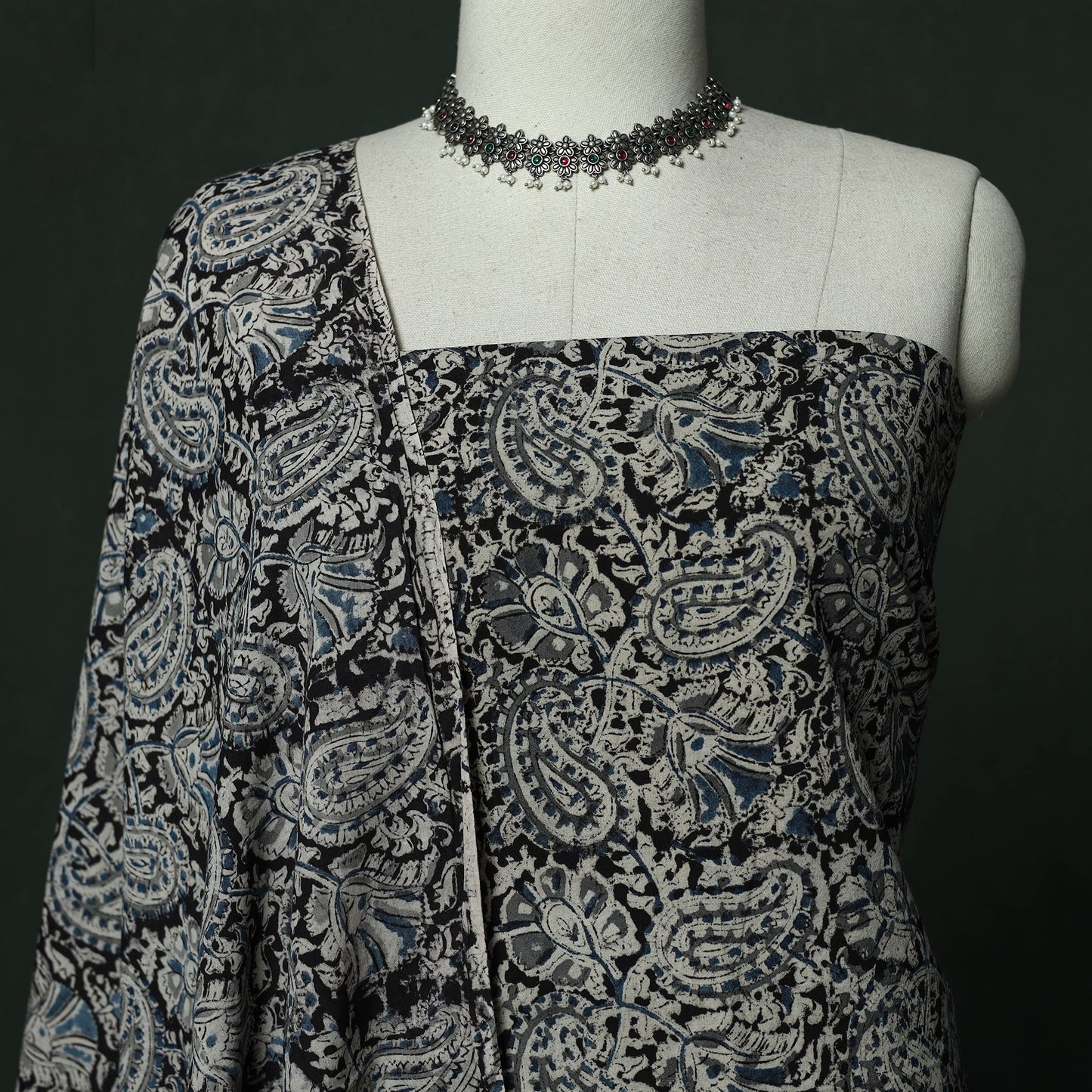 Natural dyed block print cotton pedana kalamkari 2pc