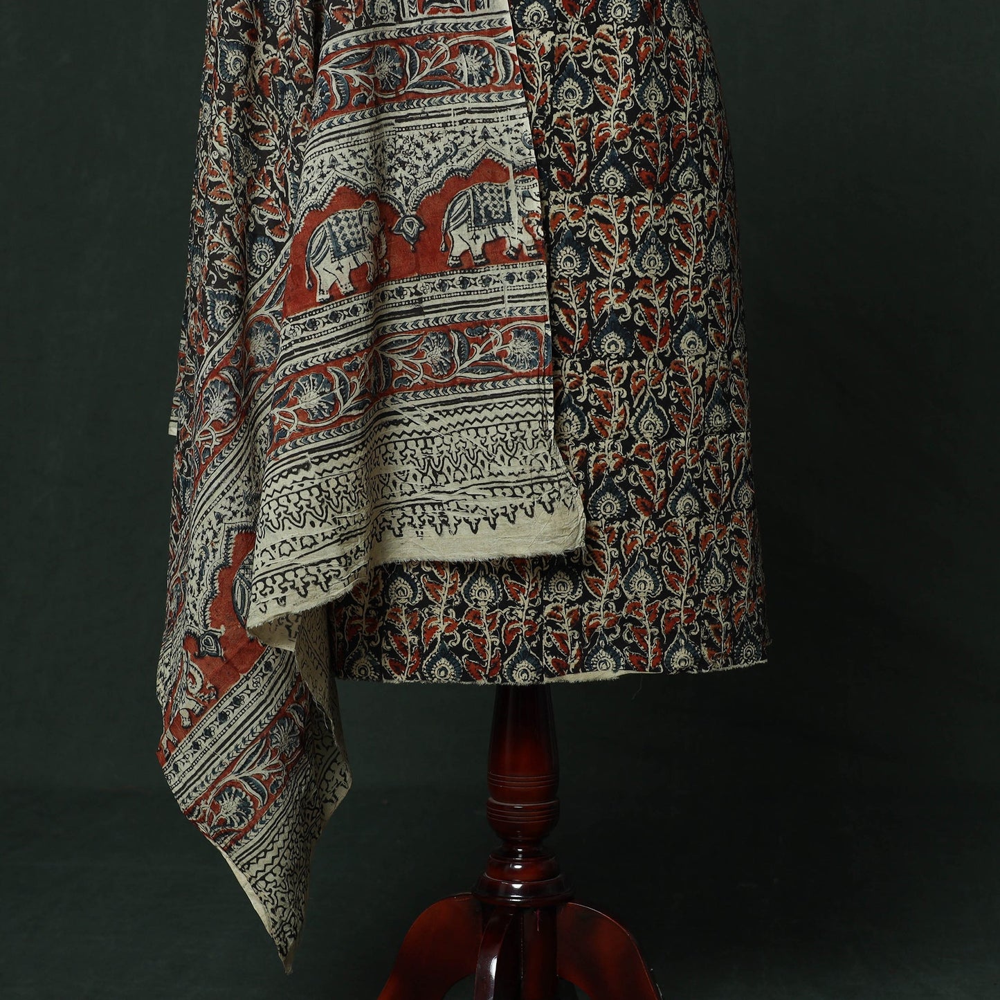 Natural dyed block print cotton pedana kalamkari 2pc