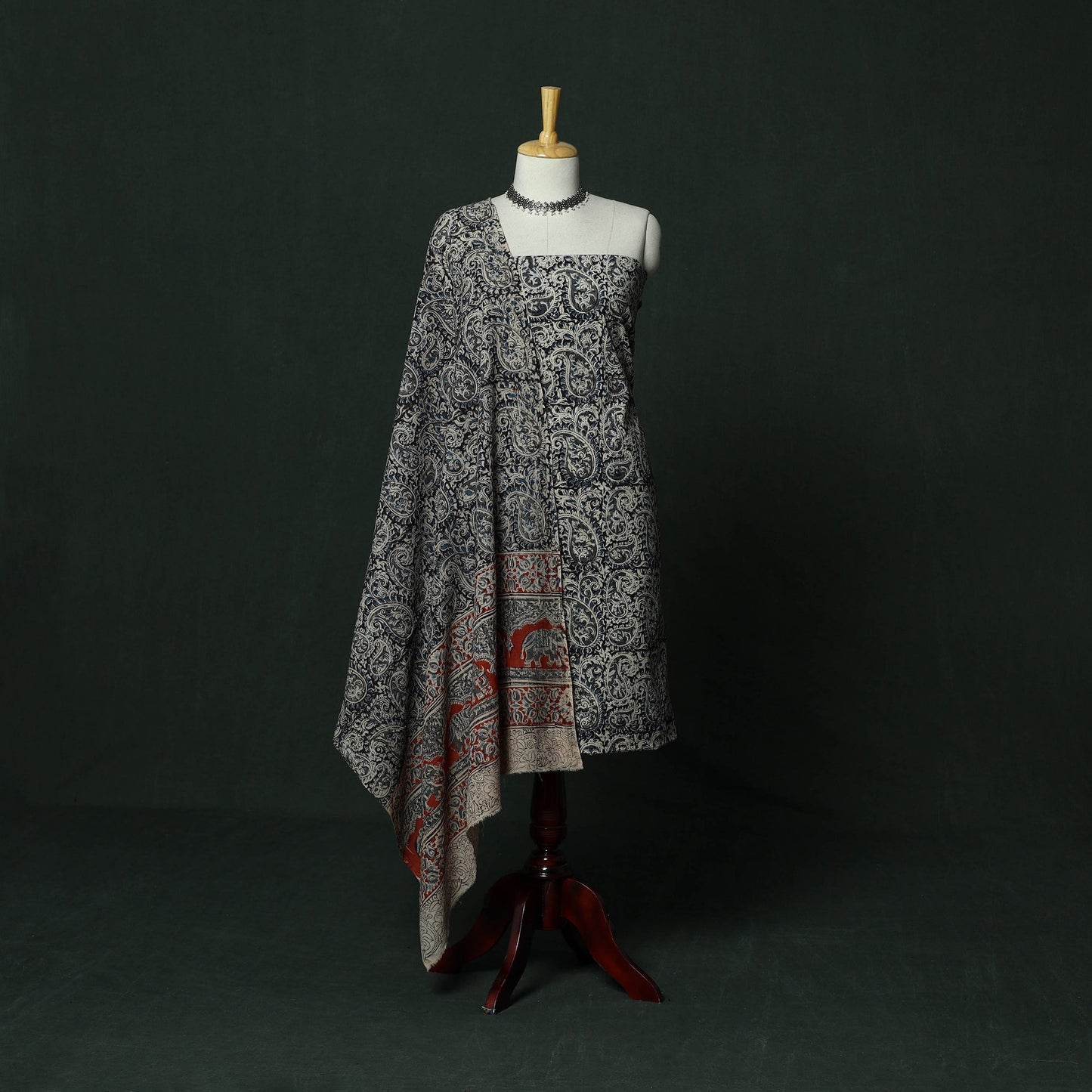 Natural dyed block print cotton pedana kalamkari 2pc