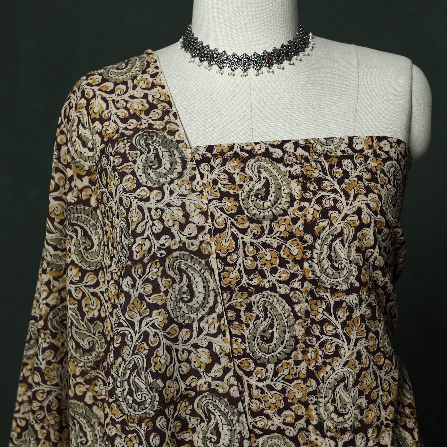 Natural dyed block print cotton pedana kalamkari 2pc