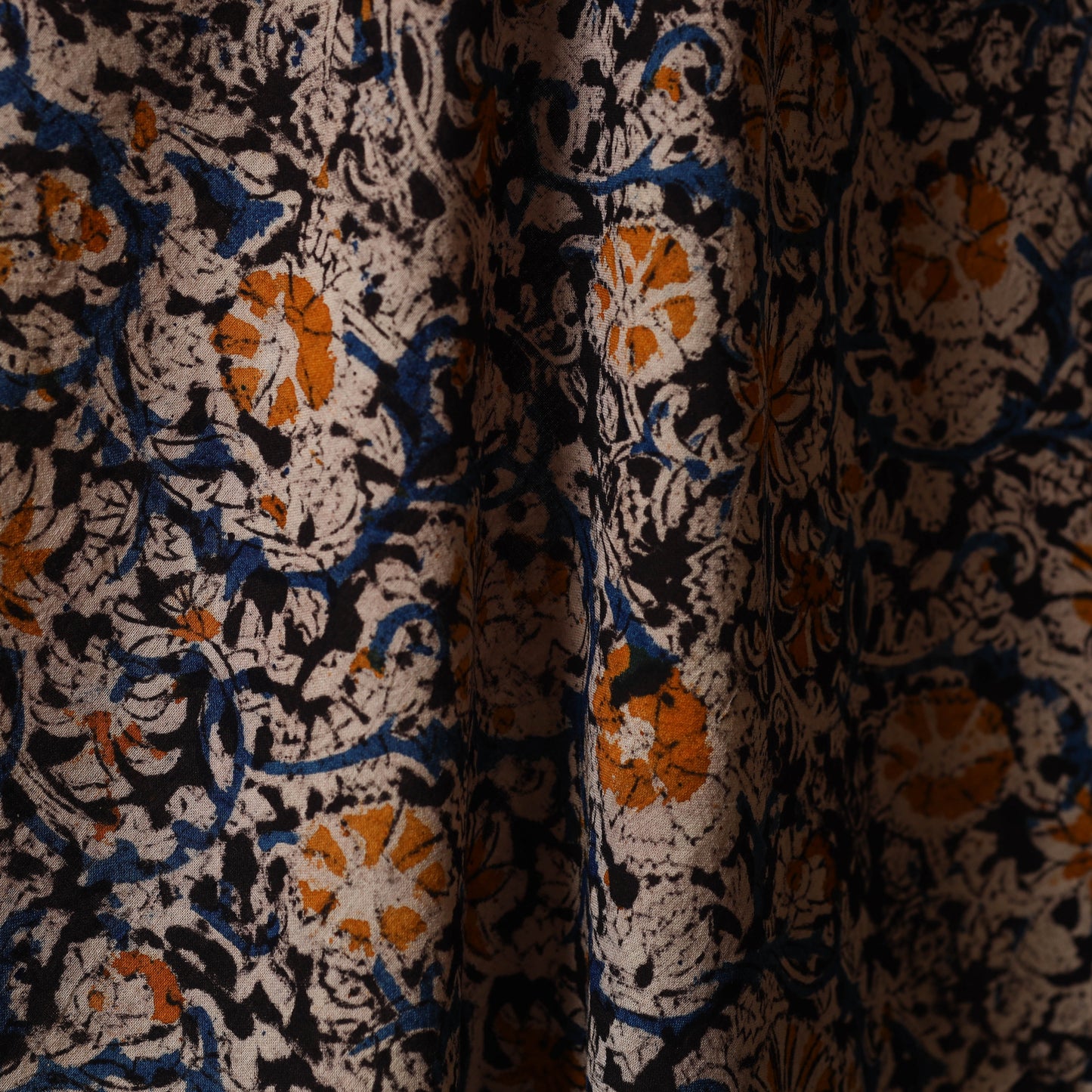 Black - natural dyed cotton pedana kalamkari fabric 15