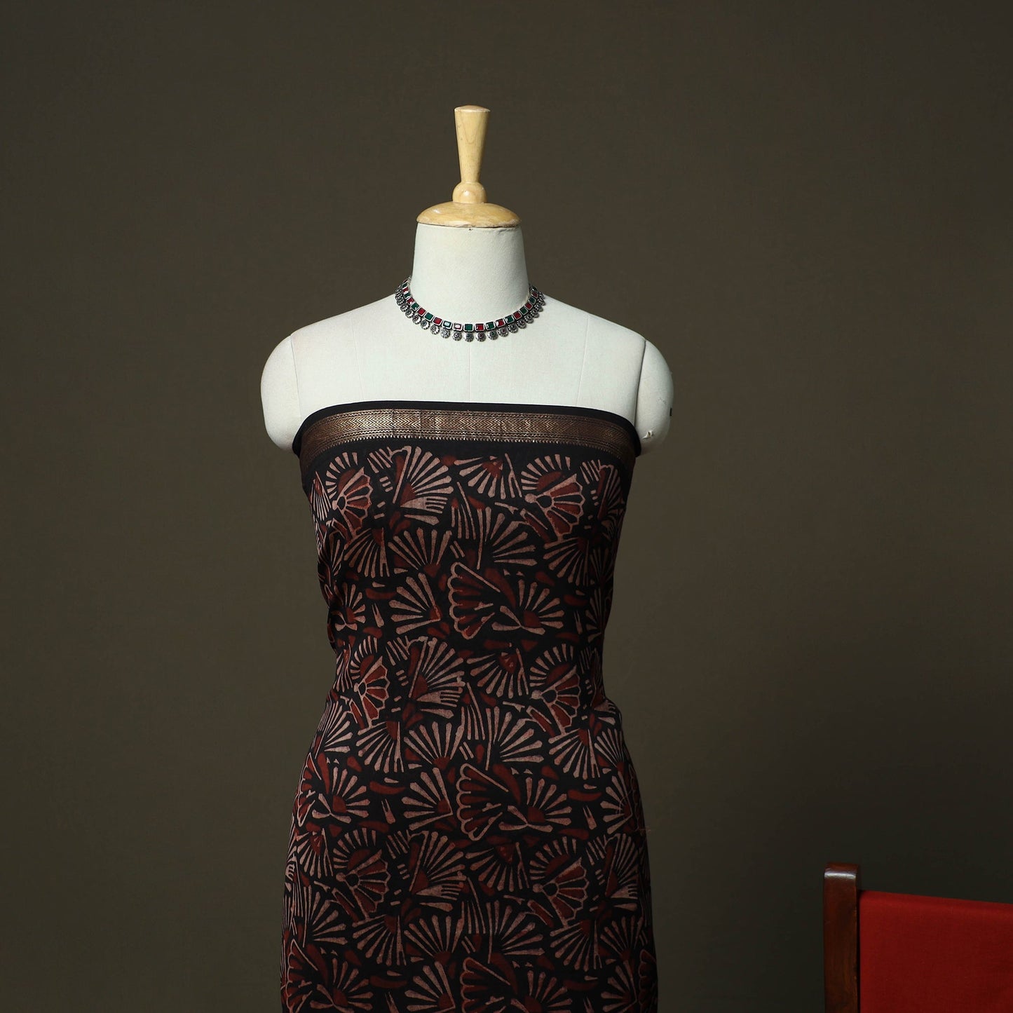 Natural dyed block print maheshwari silk bagru ajrakh 3pc