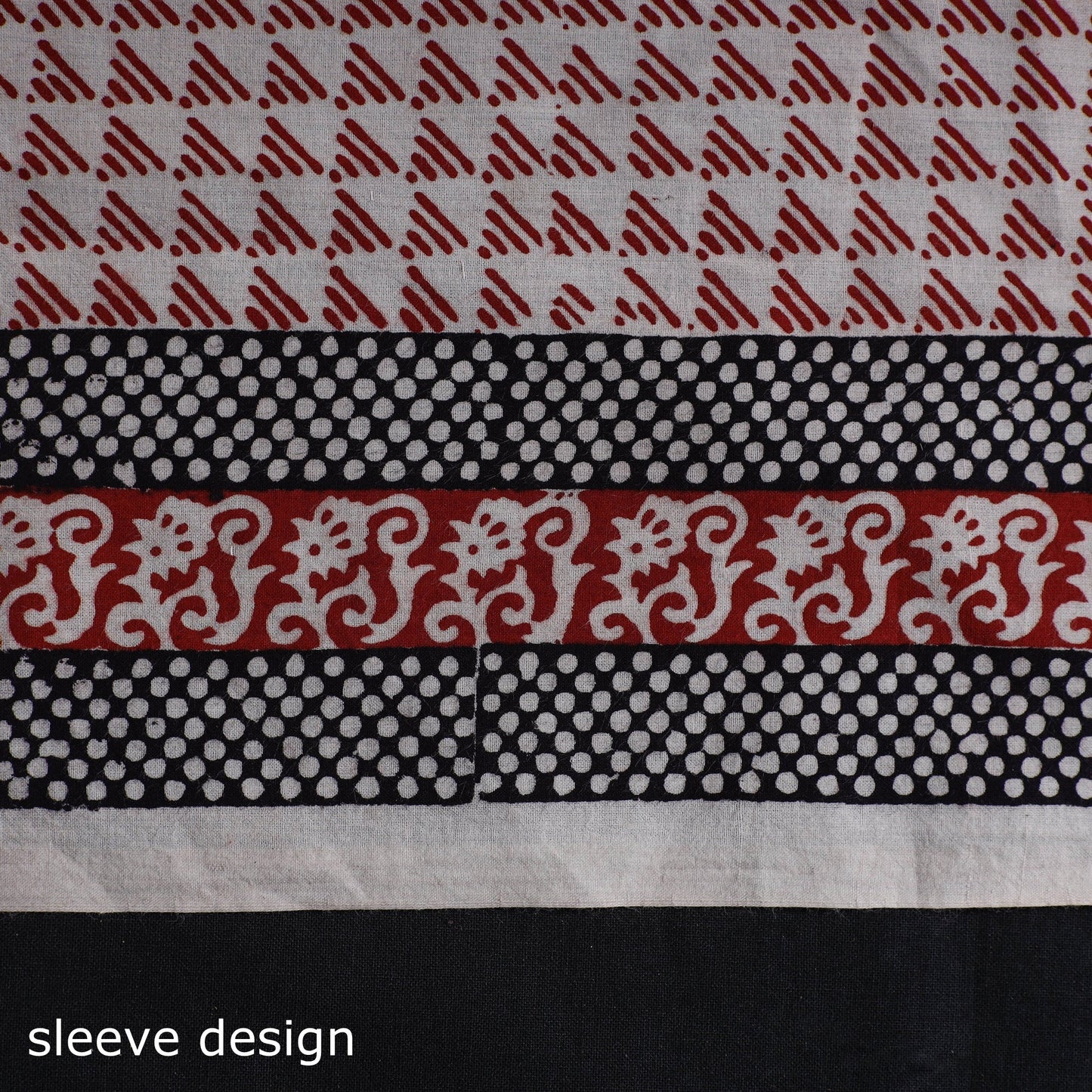 Black Natural Dyed Cotton Bagh Print Kurta Material