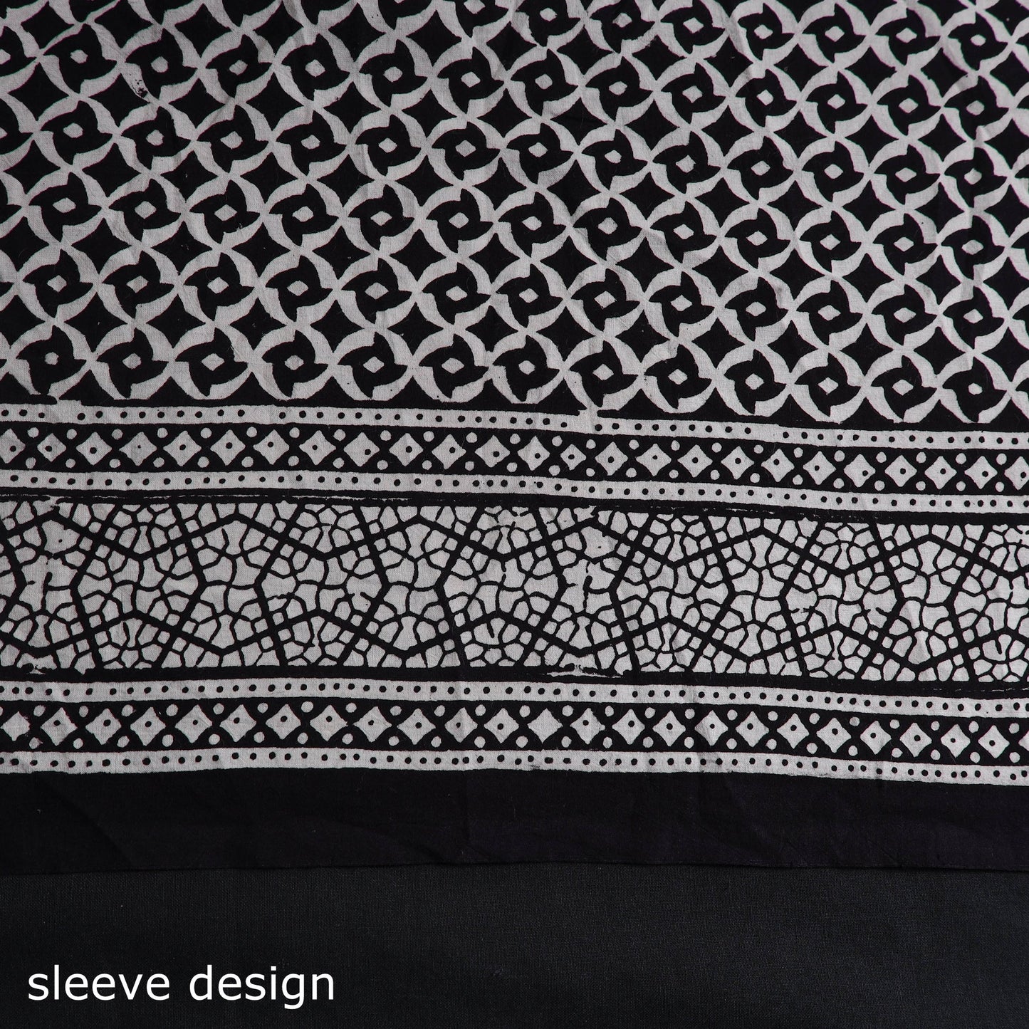 Black Natural Dyed Cotton Bagh Print Kurta Material