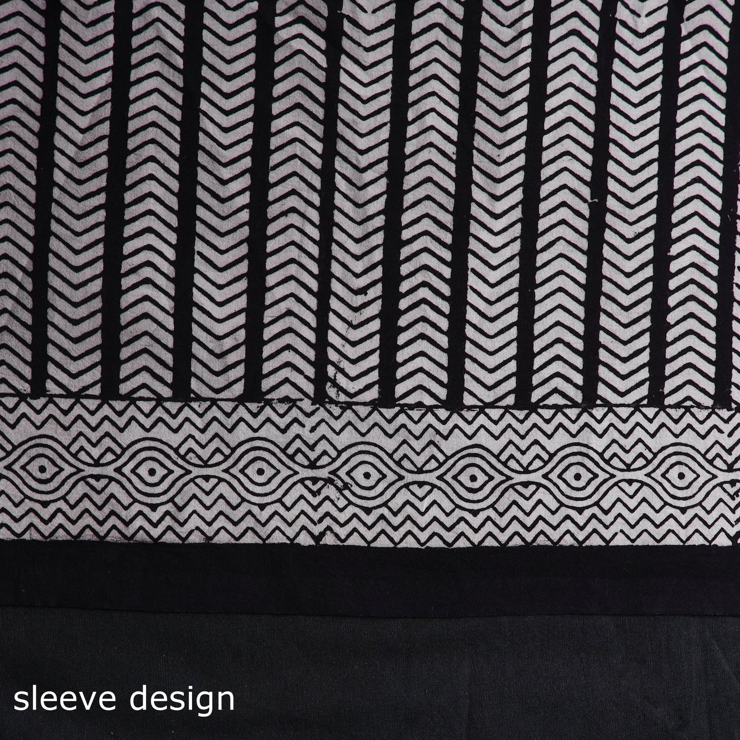 Black Natural Dyed Cotton Bagh Print Kurta Material