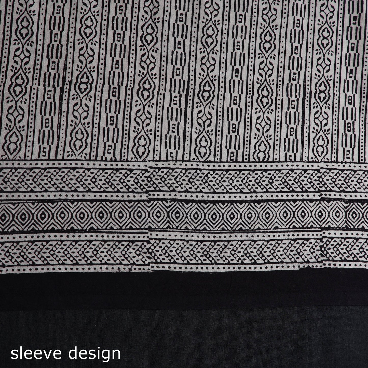 Black Natural Dyed Cotton Bagh Print Kurta Material
