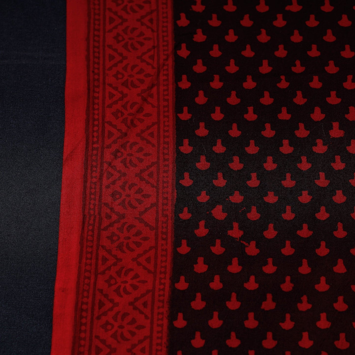 Black - natural dyed cotton hand bagh fabric 05