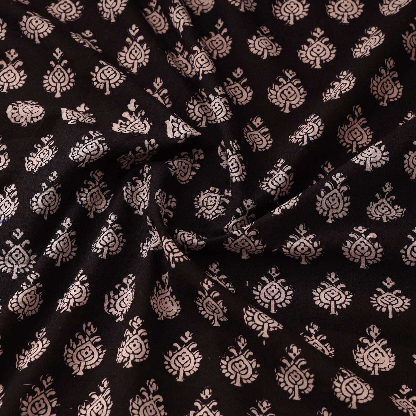 Brown - natural dyed cotton hand bagh fabric 08