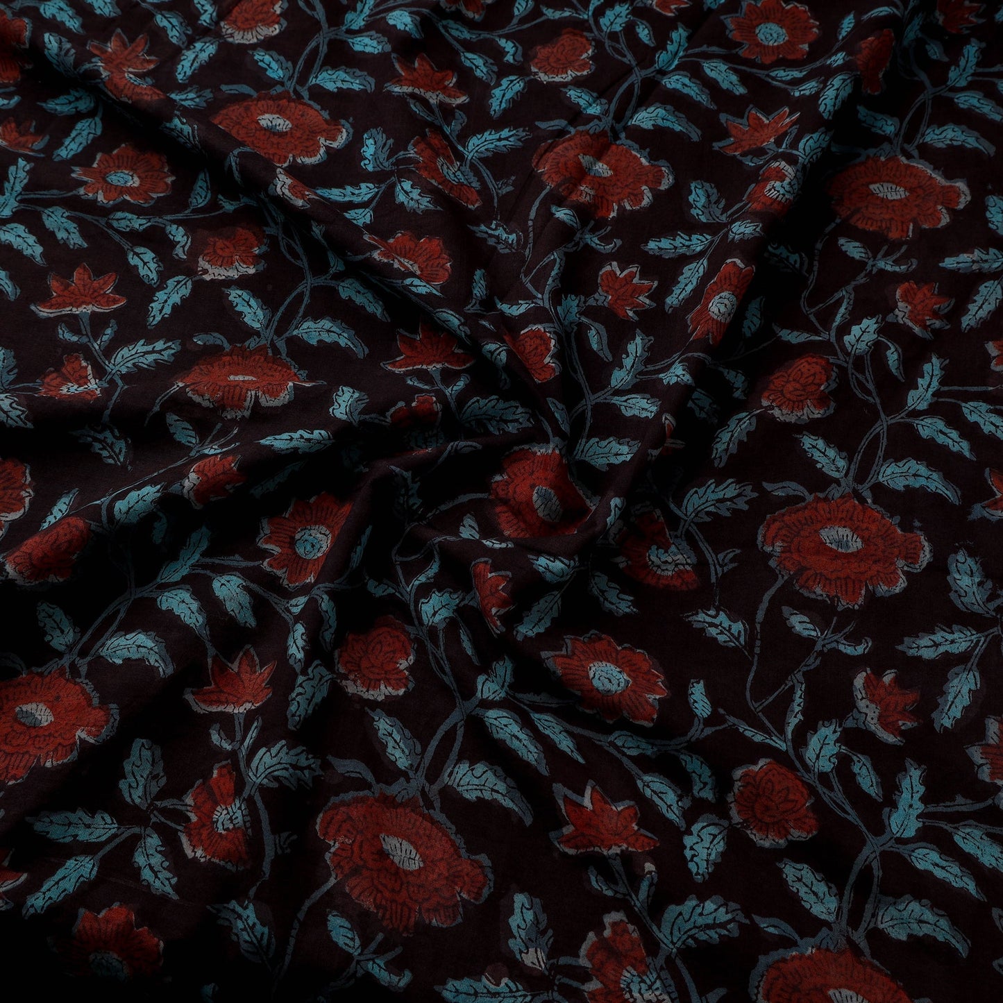 Natural dyed cotton hand jahota fabric 16 - handcrafted