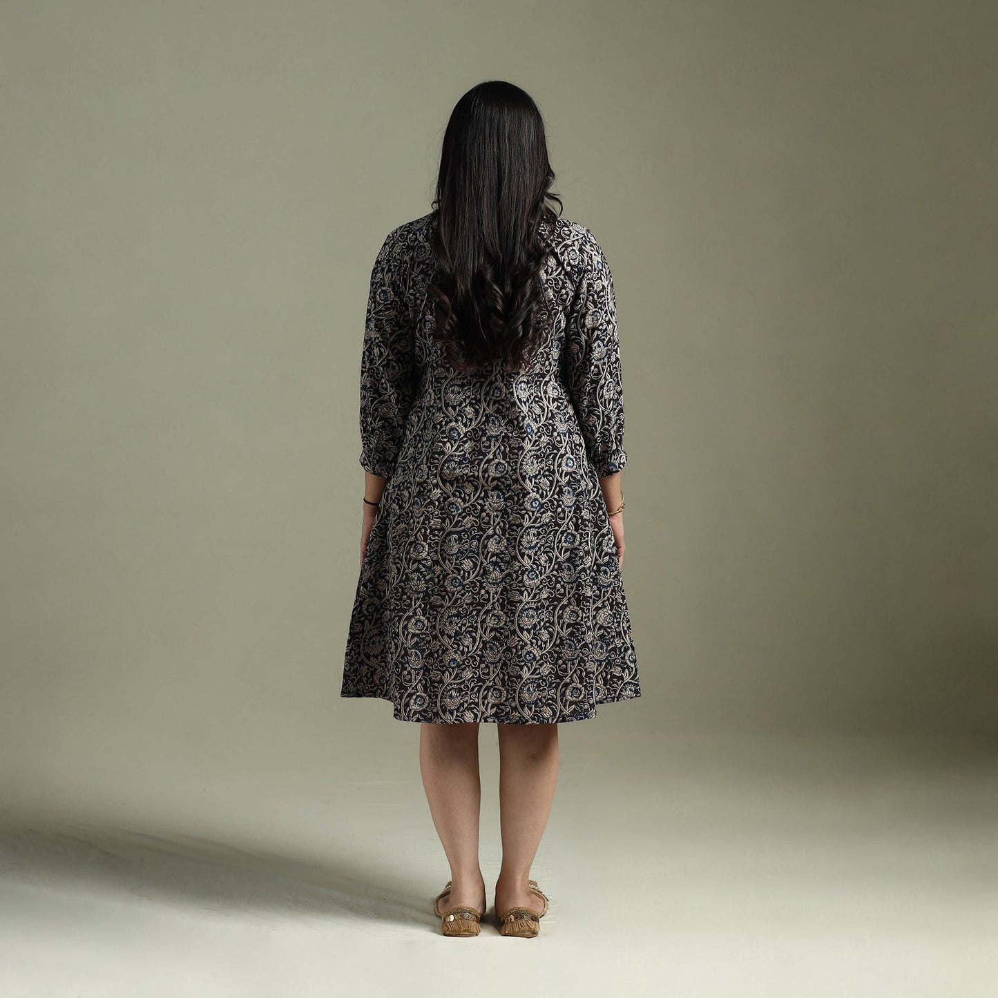 Natural dyed cotton hand block print kalamkari dress 10