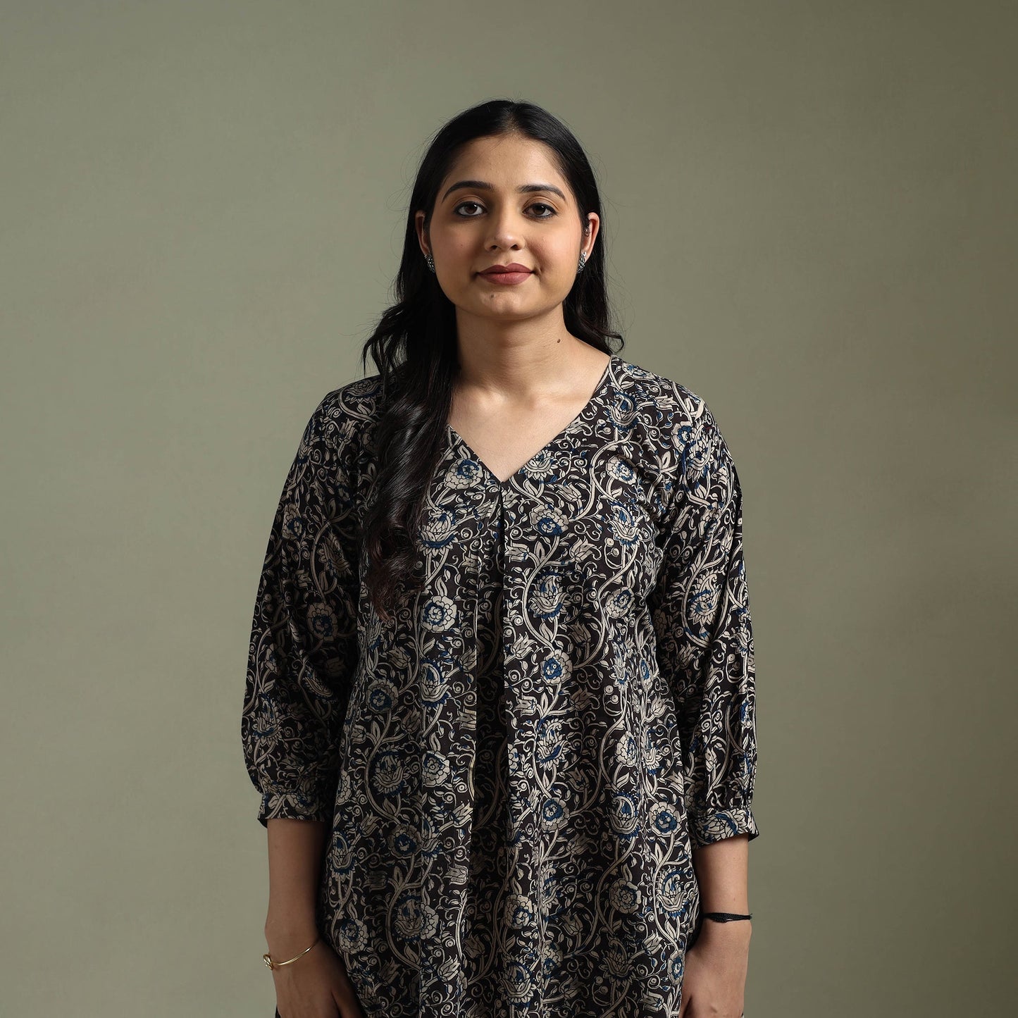 Natural dyed cotton hand block print kalamkari dress 10