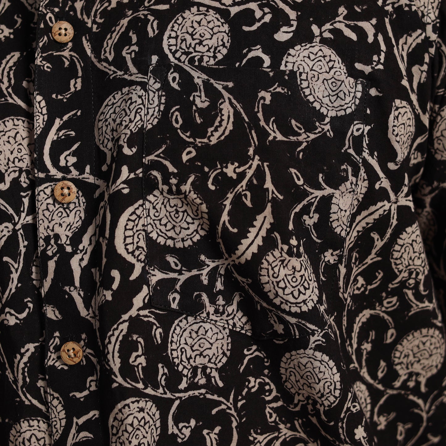 Black - natural dyed cotton men half sleeve bagru shirt 08