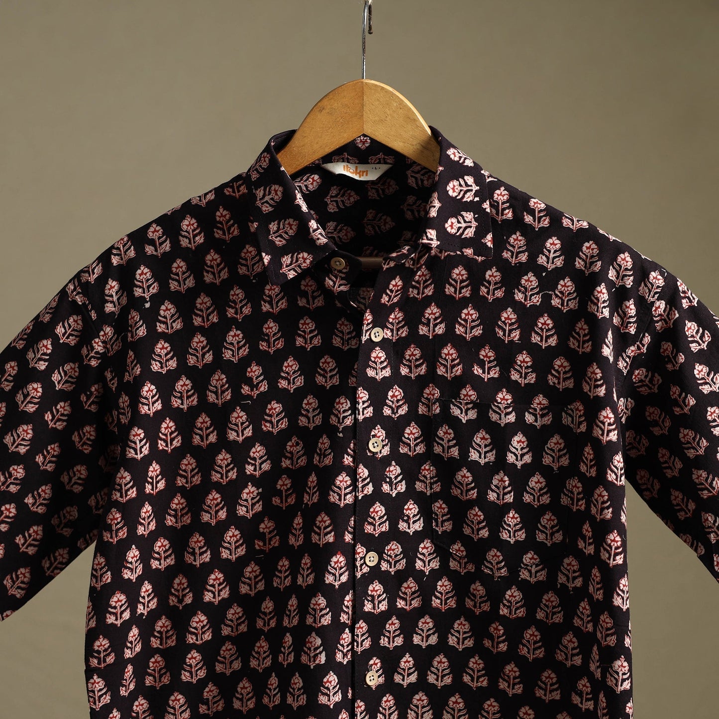 Natural dyed cotton men half sleeve hand bagh shirt 15