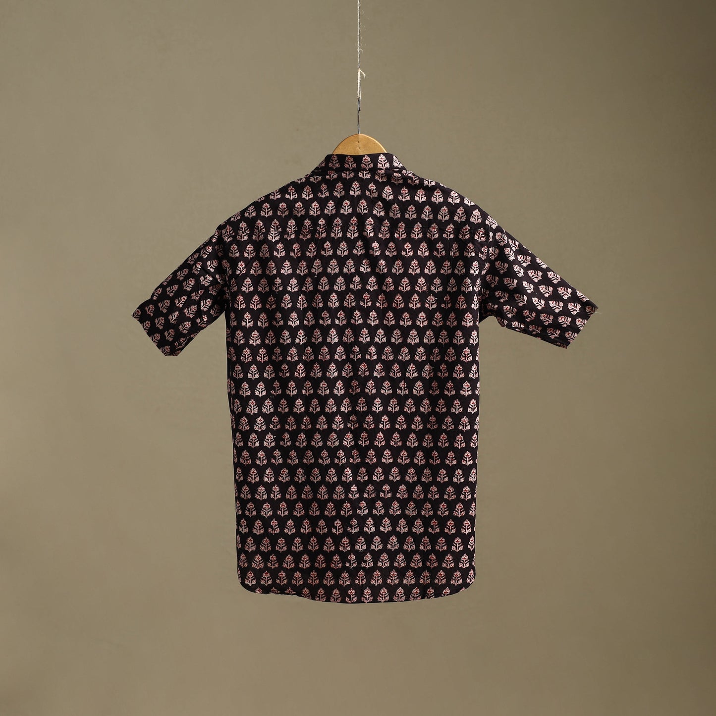 Natural dyed cotton men half sleeve hand bagh shirt 15