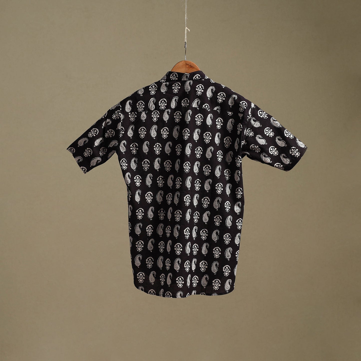 Natural dyed cotton men half sleeve hand bagh shirt 12