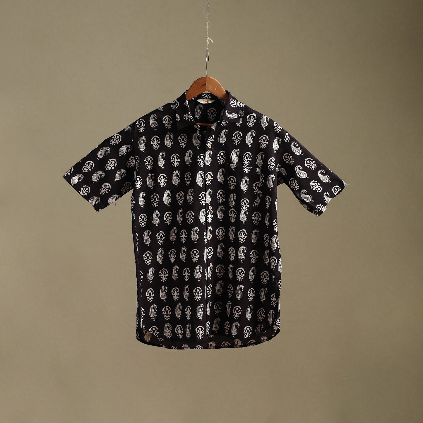 Natural dyed cotton men half sleeve hand bagh shirt 12