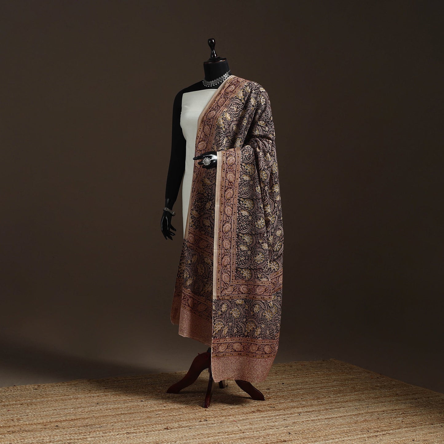 Natural dyed cotton pedana kalamkari dupatta 06