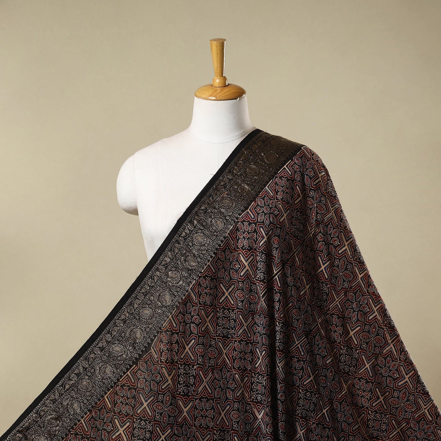 Natural dyed dola silk hand fabric 02 - handcrafted
