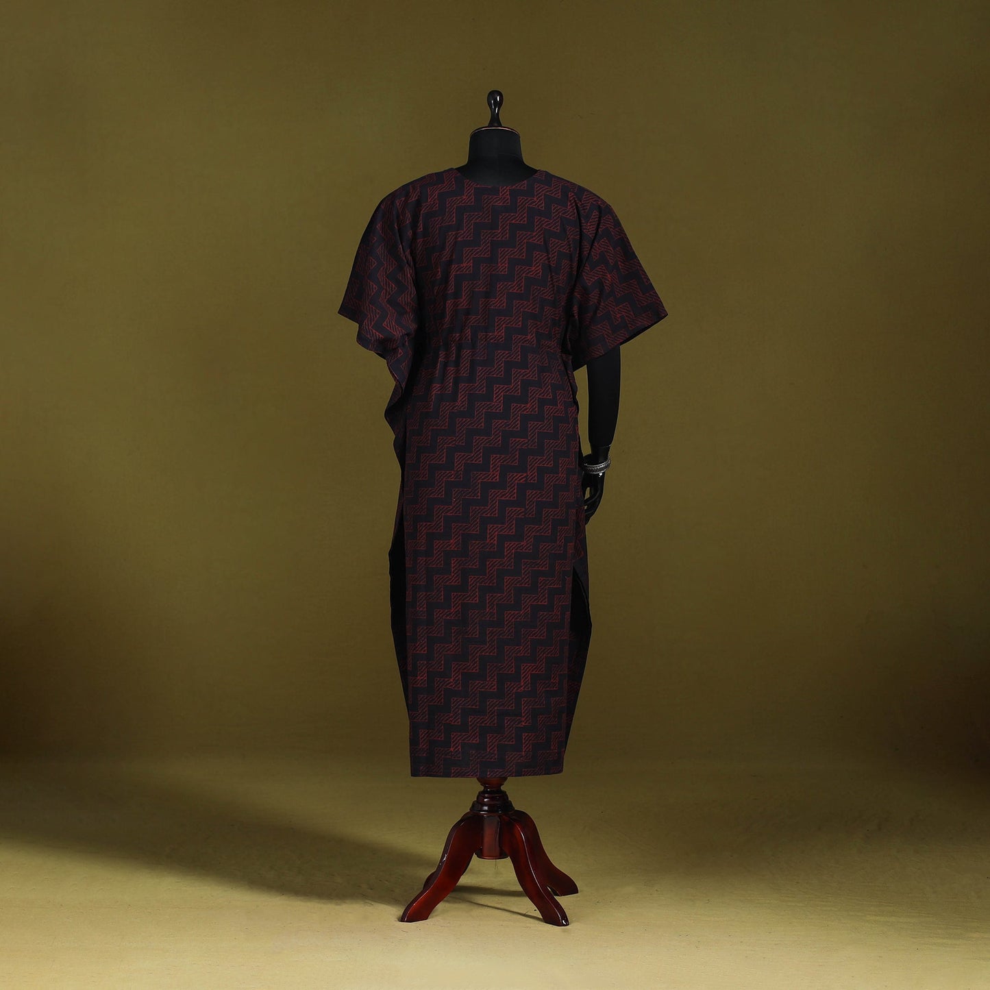 Natural dyed hand akola cotton long kaftan 34 - handcrafted