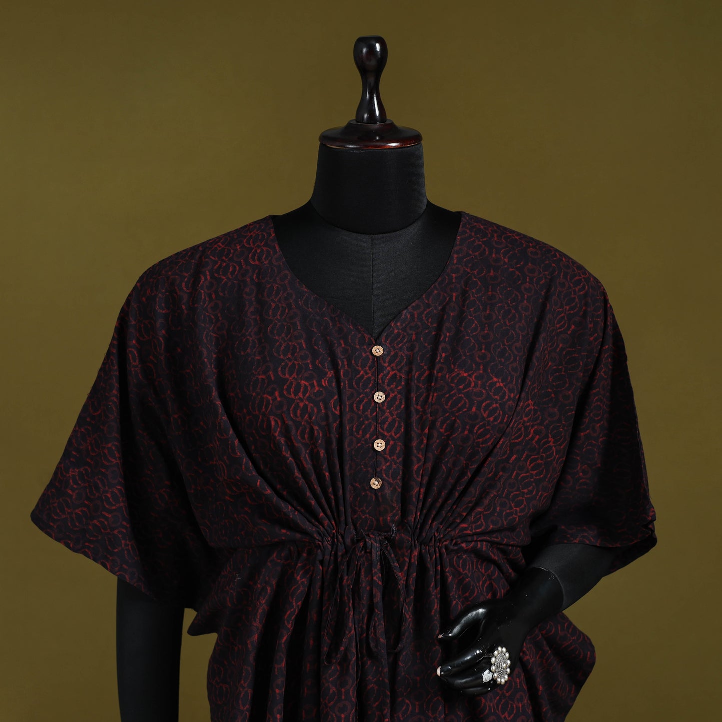 Natural dyed hand akola cotton short kaftan 99 - handcrafted