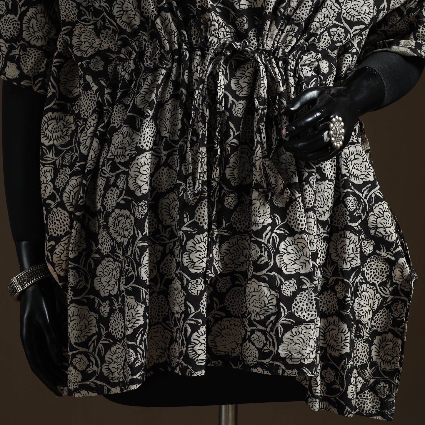 Natural dyed hand block bagru print patchwork cotton kaftan