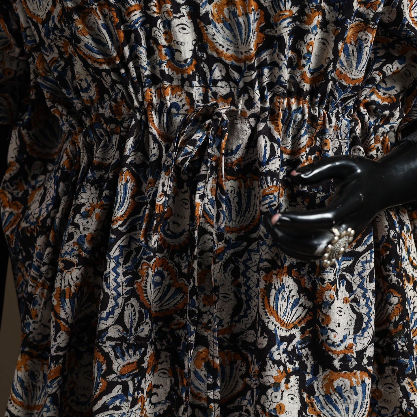 Natural dyed hand block kalamkari print cotton kaftan