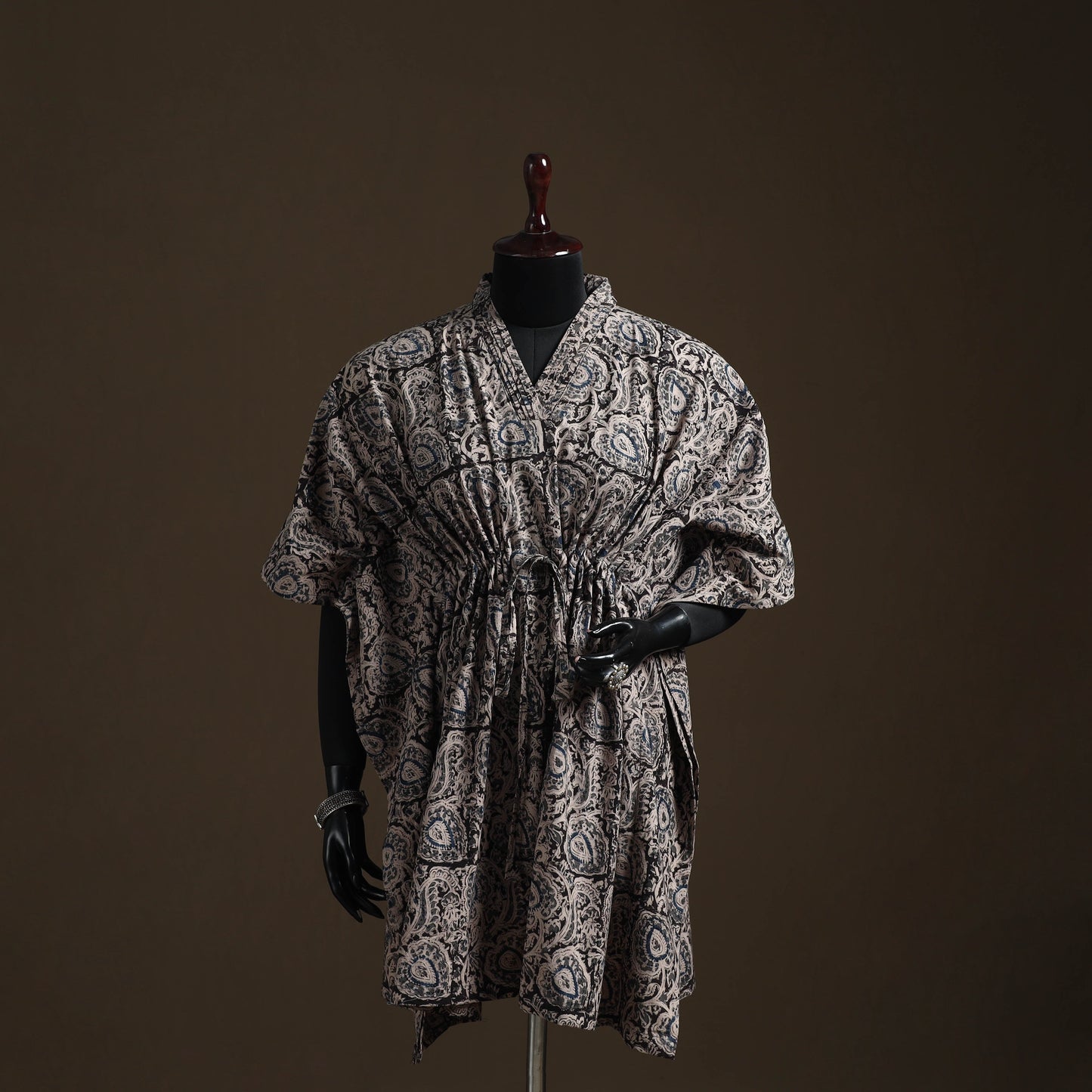 Natural dyed hand block kalamkari print cotton kaftan