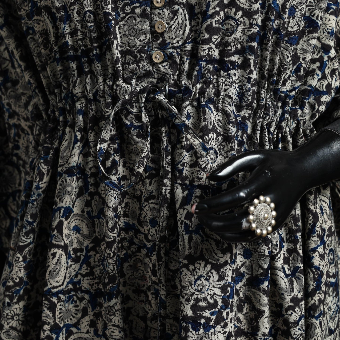 Natural dyed hand block kalamkari print cotton kaftan