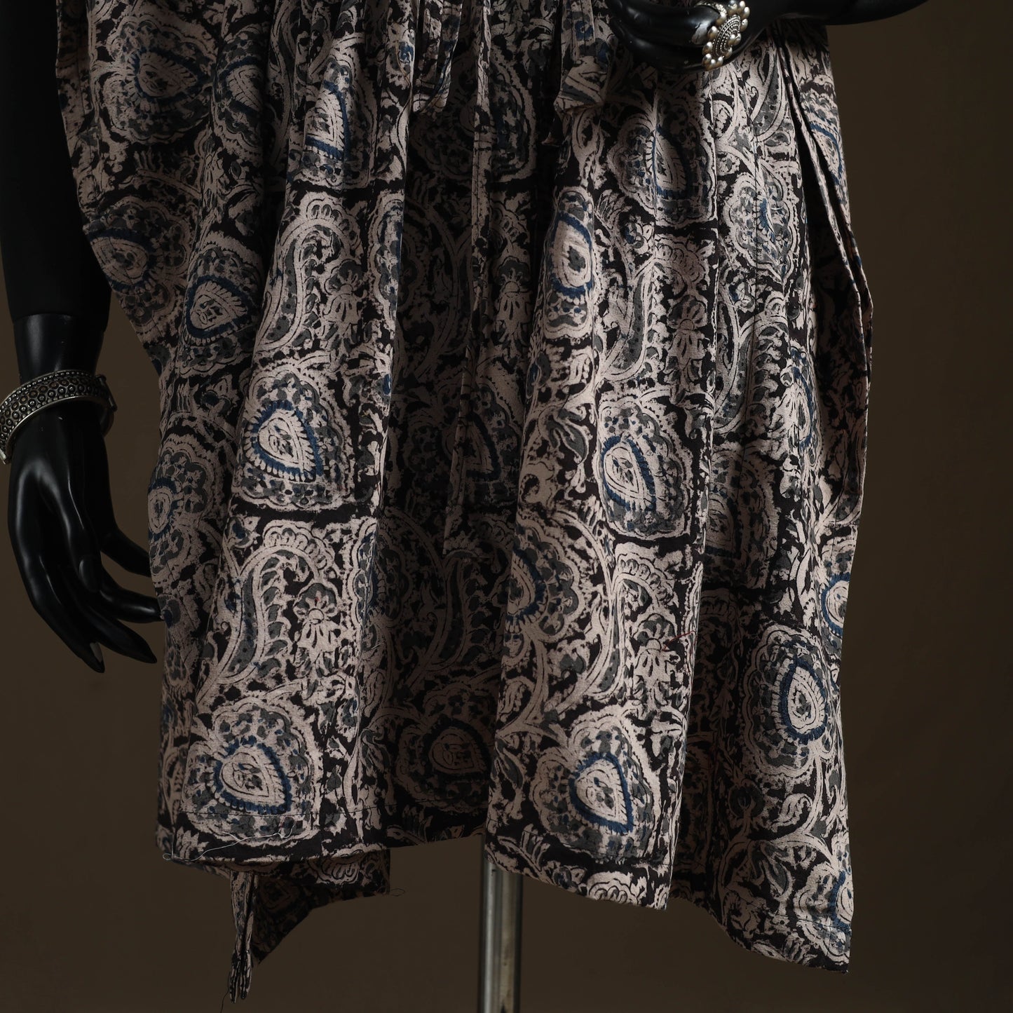 Natural dyed hand block kalamkari print cotton kaftan