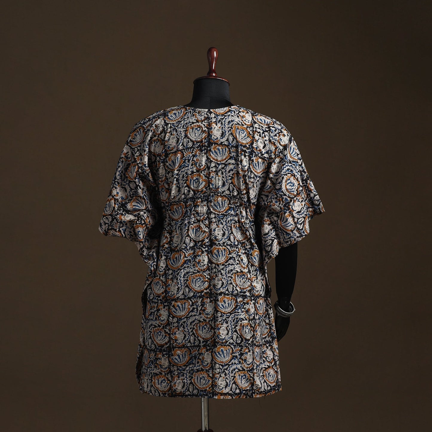 Natural dyed hand block kalamkari print cotton kaftan