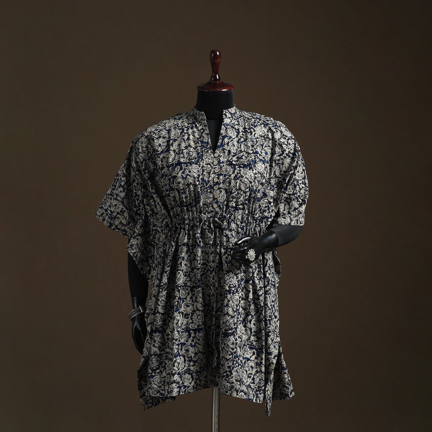 Natural dyed hand block kalamkari print cotton kaftan