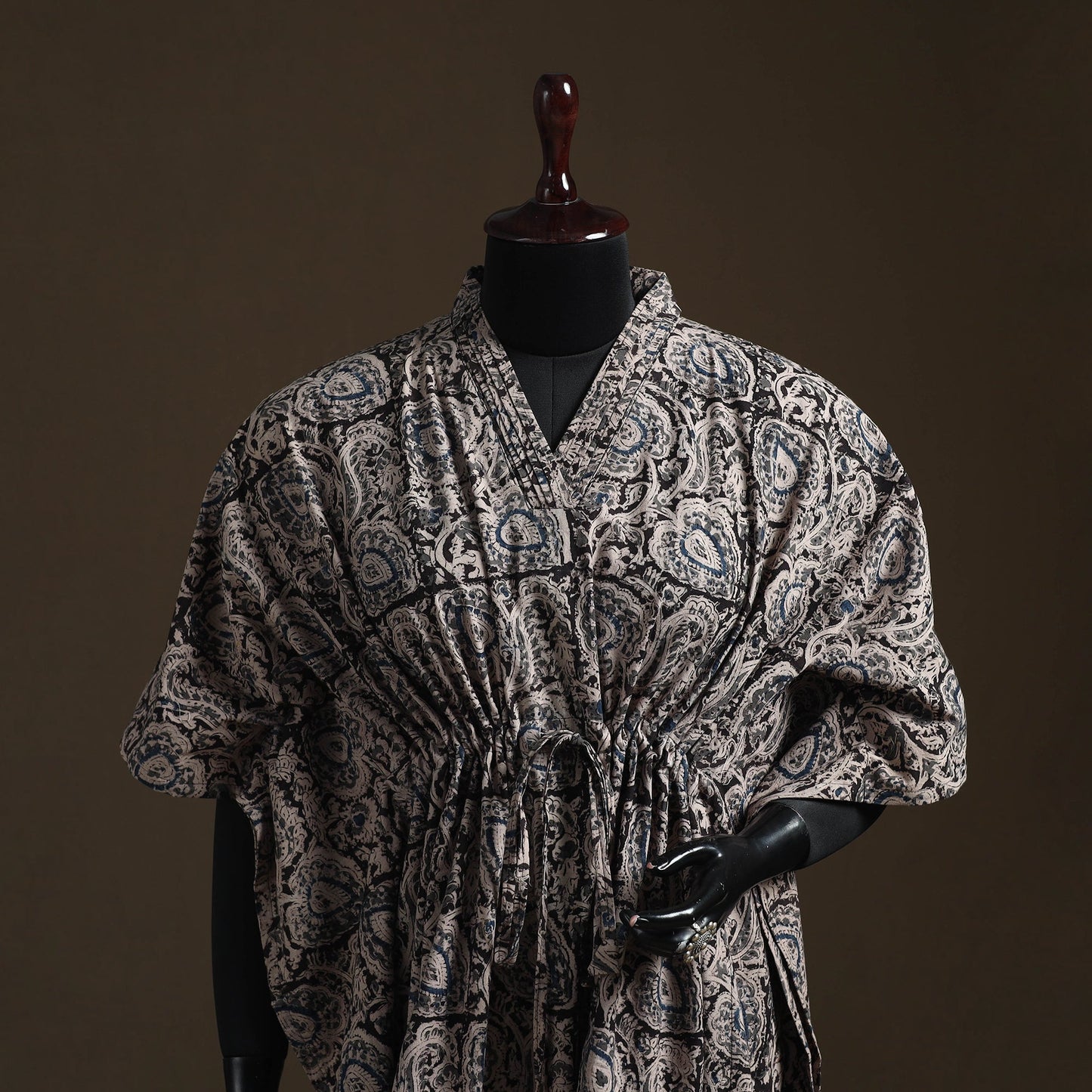 Natural dyed hand block kalamkari print cotton kaftan