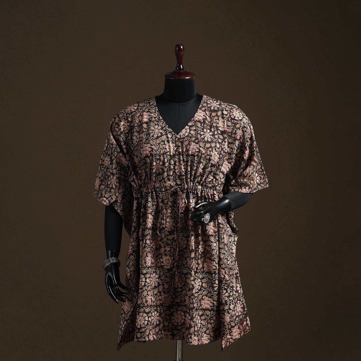 Natural dyed hand block kalamkari print cotton kaftan