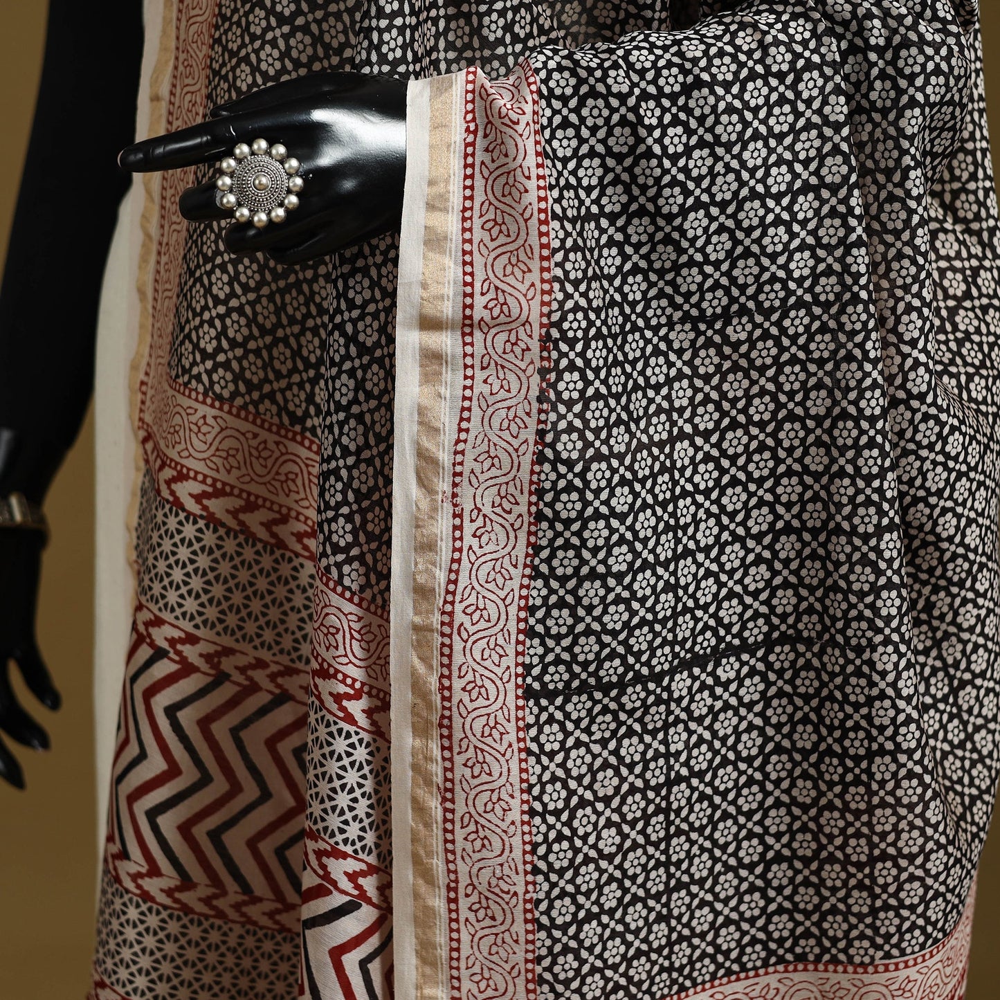 Black - natural dyed hand chanderi silk bagh dupatta 25