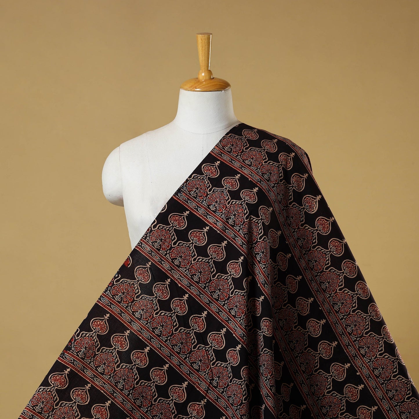 Black - natural dyed hand cotton fabric 01 - handcrafted